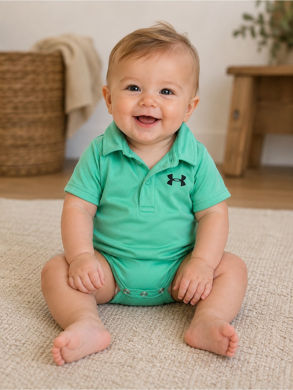 Under Armour Infant Polo Bodysuit in Mint Green